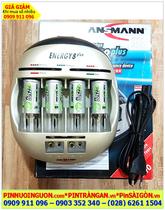 Ansman Energy 8Plus _Bộ sạc 4viên pin trung C, Kèm sẳn 4 Pin sạc Ansman C2500mAh-1.2v Mignon